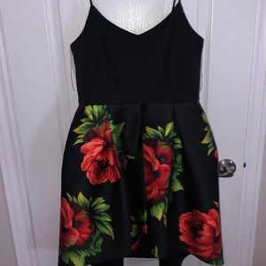 Red flower party dress